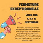 Fermeture Exceptionnelle le week-end des 12 et 13 sept 2026
